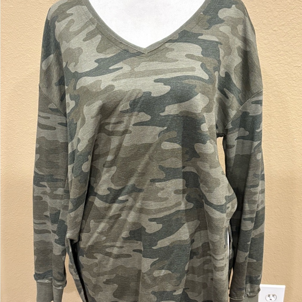 Camo V-Neck Women's Top